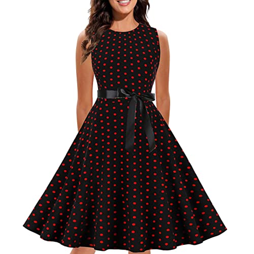 Kleider Damen Vintage Abendkleid Elegant A Line Rockabilly Kleider Kurz Freizeitkleid 50er 60er Jahre Mode Cocktailkleid Sommer Swing Petticoat Kleid Festlich Ballkleid von Briskorry