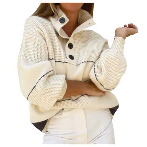 Kuscheliger Rollkragenpullover, Damen Strickpullover, Grobstrick-Pullover Stehkragen Langärmeliger Jumpers Knit Pulloverjacke Warme Dicker Thermoshirts Einfarbiges Klassische Streetwear Bequem Lässig von Briskorry