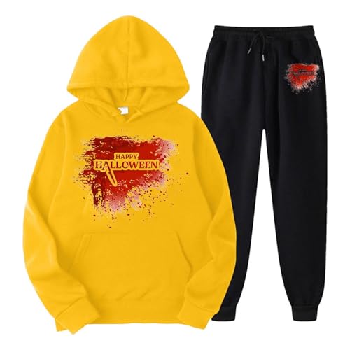 Laufanzug Damen, Kapuzenpullover und Trainingshose, Hoodie Set Entsetzen mit Blut Trainingsanzug-Set Kappe 2-Teilige Sweatsuit Set Lässiges Baggy Loungewear Winter Modische Bekleidungsset Jogger von Briskorry