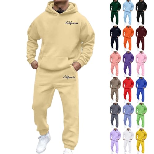 Men's Tracksuits Piece Casual Athletic Jogging Outfits Oversized Sweatshirt and Sweatpants Set Joggers Sweatsuit Herren-Trainingsanzug, 2-teiliges Set, Hoodie, Sweatanzug, Jogginganzüge, mit Taschen von Briskorry