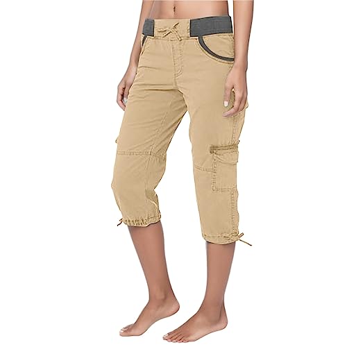 Mittellange Hose Damen Hochtaillierte Tunnelzug Arbeitshose Sommer Casual Freizeithose Freizeithose aus Baumwolle Strandhose mit Taschen dünner Schnitt lose weitbeinige Hose Mittellange Hose Damen Hochtaillierte Tunnelzug Arbeitshose Sommer Casual Freizeithose Freizeithose aus Baumwolle Strandhose mit Taschen dünner Schnitt lose weitbeinige Hose von Briskorry