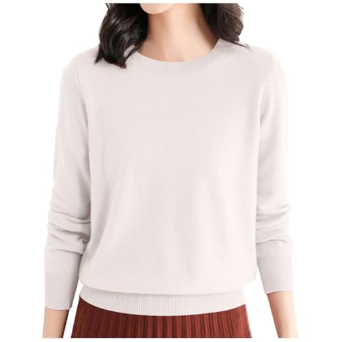 Pullover Damen Elegant, Damenpullover Langarm Winter, Strickpullover Rundhals Kaschmirpullover Warm Strickpulli Winterpullover Weich Knit Sweater Pulli Langarmshirts Einfarbiger Jumpers Bluse Tops von Briskorry