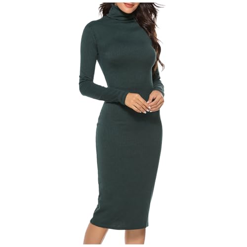 Pulloverkleid Damen O-Ausschnitt Lang Winterkleid Sexy Langarm Wollkleid Warm Winterkleid Elastisch Sweater Kleid Für Tanz Club Bar Party von Briskorry