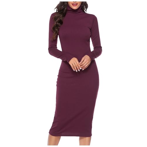 Pulloverkleid Damen O-Ausschnitt Lang Winterkleid Sexy Langarm Wollkleid Warm Winterkleid Elastisch Sweater Kleid Für Tanz Club Bar Party von Briskorry