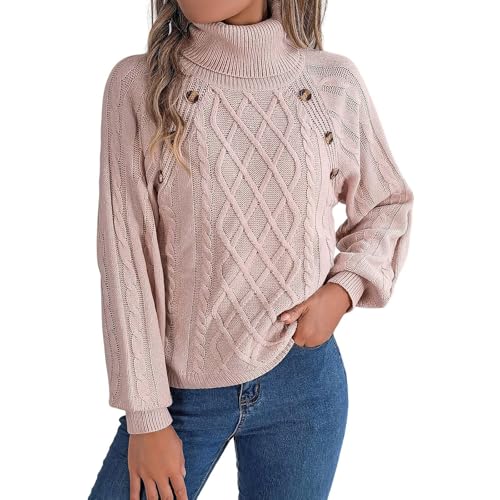 Rollkragenpullover Damen Schwarz, Grobstrickpullover Damen, Wollpullover Longsleeve Rollkragen Sweater Stricken Pulloverjacke Warme Klobig Langarmshirts Basic Einfarbiges Blusen Bequemer Beiläufig von Briskorry