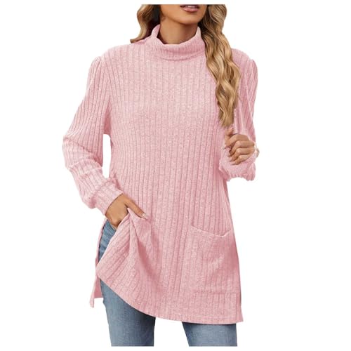 Schwarzer Rollkragenpullover Damen, Strickpullover Damen, Strickpulli Langärmliges Rollkragen Jumpers Gestrickt Elegant Fleecepullover Warme Dicke Langarmshirt Solide Basic Blusentop Kuschelig Casual von Briskorry