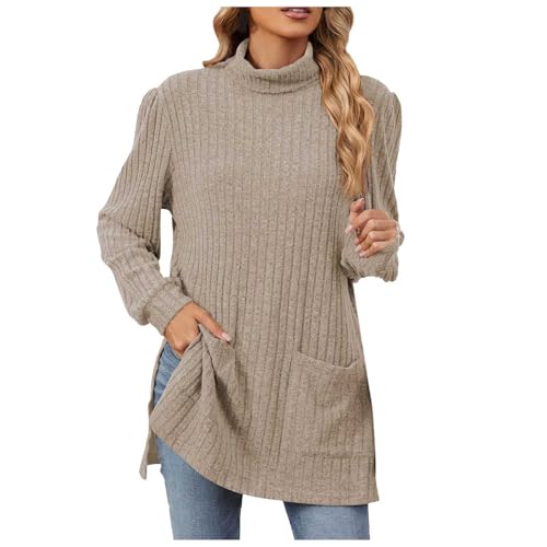 Schwarzer Rollkragenpullover Damen, Strickpullover Damen, Strickpulli Langärmliges Rollkragen Jumpers Gestrickt Elegant Fleecepullover Warme Dicke Langarmshirt Solide Basic Blusentop Kuschelig Casual von Briskorry