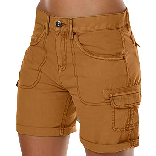 Briskorry Shorts Damen Sommer Cargohose Kurze Bermuda Shorts High Waist Leichte Cargo Shorts Wanderhose Outdoor Sportshort Freizeithose mit Mehrfach-Taschen, Khaki Briskorry Shorts Damen Sommer Cargohose Kurze Bermuda Shorts High Waist Leichte Cargo Shorts Wanderhose Outdoor Sportshort Freizeithose mit Mehrfach-Taschen, Khaki von Briskorry