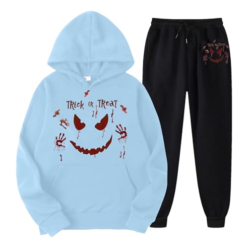 Sportanzug Damen, Hooded und Sweathosen, Hoody Set Blood Horror Sportanzug Kapuze Zweiteiliger Sweatsuit Casual Locker Loungewear-Outfits Modische 2024 Sport Outfit Jogger von Briskorry