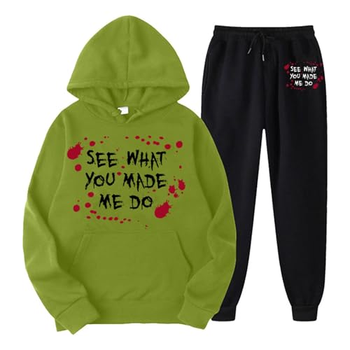 Sweatsuit Damen, Kapuzenpullover und Sweatpants, Hoodie Anzug mit Blutigem Print Horror Jogginghose Set Kappe 2 Teiler Tracksuit Freizeit Lockerer Hausanzug Modern 2024 Bekleidungsset Jogger von Briskorry