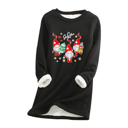 Teddy Pulli Damen, Sweatshirt Damen Große Größen, Weihnachtspulli Ugly Lustige Fleecepullover Fuzzy Gepolstert Kuschelpullover Teddy Dickes Langarmshirt Freizeit Lose Sherpa Weihnachtsmuster von Briskorry