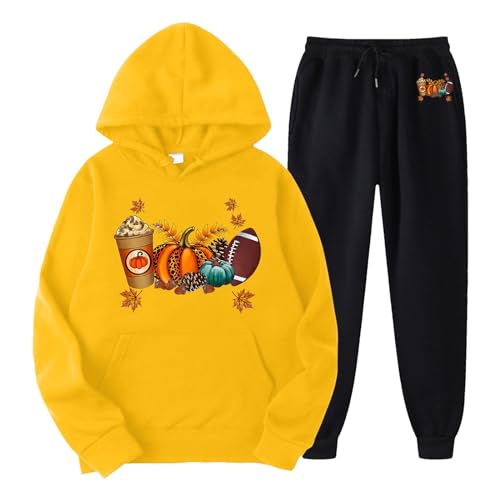 Tracksuit Damen, Hoody und Sporthosen, Kapuzenpullover Set Halloween Druck Trainingsanzug 2-Teilige Kappe Sweatsuit Set Lose Lässiges Loungewear-Outfits Modische Halloween Bekleidungsset Jogger von Briskorry