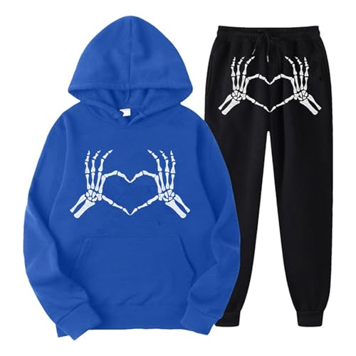 Tracksuit Damen Y2K, Hoodies und Sporthose, Hoodie Anzug Drucken Halloween Laufenanzug Zweiteilige Kapuze Tracksuit Beiläufig Lockerer Hausanzug Stilvolle Halloween Activewear Jogger von Briskorry