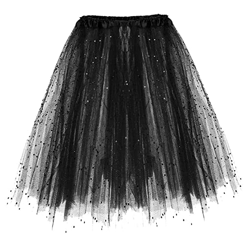 Tütü Rock Tutu Blase Rock Weihnachten Retro Petticoats Paillette Kostüm Reifrock Hohe Taille Ballkleid Tüllrock Faschingskostüme von Briskorry