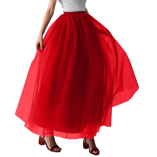 Tütü Tüllrock Damen Röcke 4 Schichten Tüllrock Erwachsene Retro Petticoats 50er Vintage Tanzkleidung Ballkleid Elastische Balletttanz Ballet Dirndl von Briskorry