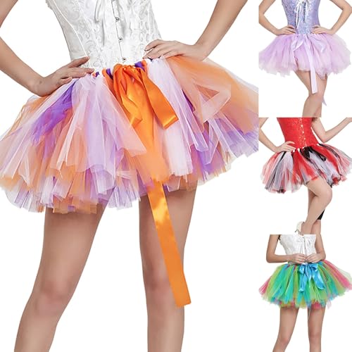 Tutu Damen Tanzrock 4 Schichten Minirock Karneval 50er Vintage Rock Hohe Taille Röcke Ballkleid Elastische Balletttanz Tüllrock Faschingskostüme von Briskorry