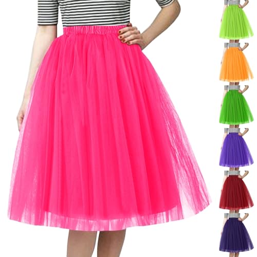 Tutu Rock Damen Minirock 50er Vintage Petticoats Dirndl Elastische Petticoat Elegant Tutu Tüll Hohe Taille Rock Reifrock Erwachsene von Briskorry