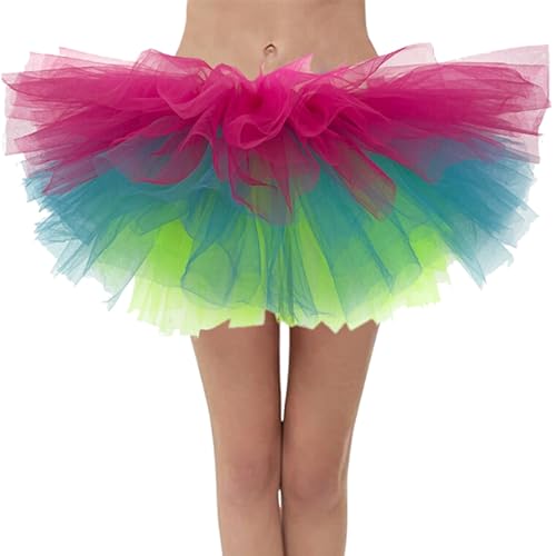 Tutu Rock Tanzrock Retro Tanzkleidung Abendkleid Blase Kostüm 4 Schichten Tüllrock Balletttanz 50er Vintage Röcke Petticoat Karneval von Briskorry