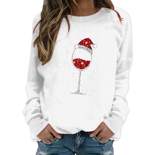 Weihnachten Pullover Damen, Sweatshirt Mädchen, Weihnachts Pullover Lustige Hässlich Christmas Pulli Rundhalsausschnitt Lange Ärmel Xmas Winterpullover Warmer Winter Oberteile Top Weihnachtskleidung von Briskorry