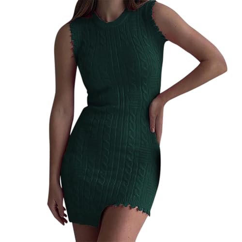 Weihnachtskleid Damen Rundhals Strickkleider Elegant Ärmellos Reverskragen Strickkleid Stretch Strickpullover Wickelkleid Strickpulli Kleid Für Tanz Club Bar Party von Briskorry