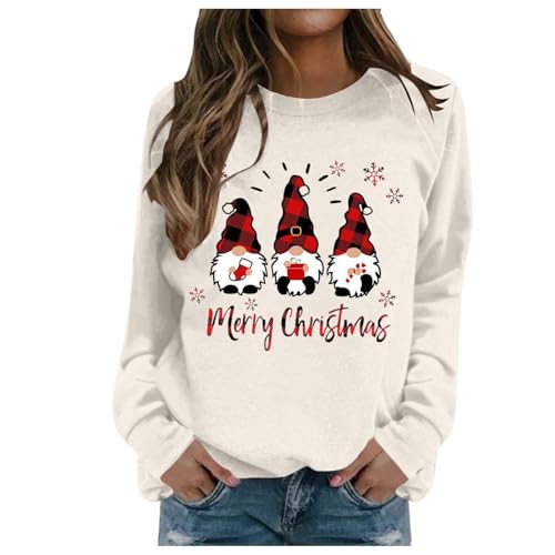 Weihnachtspullover Damen, Sweatshirts für Damen, Weihnachts Pullover Hässliche Lustige Christmas Sweatshirts Rundhalsausschnitt Langärmliges Xmas Sweater Warm Winter Oberteile Bluse Teenager Mädchen von Briskorry