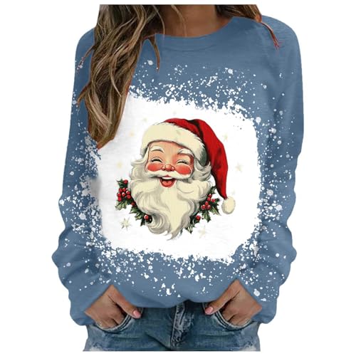 Weihnachtspullover Lustig Damen, Sweatshirt Damen, Weihnachten Pulli Lustige Hässlich Christmas Pullis Rund Ausschnitt Langärmliges Xmas Langarmshirt Winter Warm Oberteile Shirts Weihnachtsmotive von Briskorry