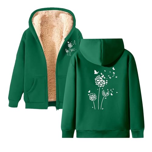 Winterjacke Damen Warm, Fleecejacke Winter Beheizbare Unisex Plüschjacke Übergangsjacke mit Kapuze Reißverschluss Elegant Sweatjacke Kapuzenpullover Sportjacke Große Größen Casual Wintermantel von Briskorry