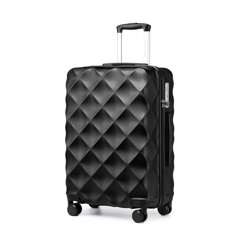 British Traveller Hartschalenkoffer Groß Handgepäck Koffer 73 * 47 * 30cm Reisekoffer Groß Koffer Trolleys ABS+PC mit TSA-Schloss Rollkoffer Suitcase Schwarz von British Traveller