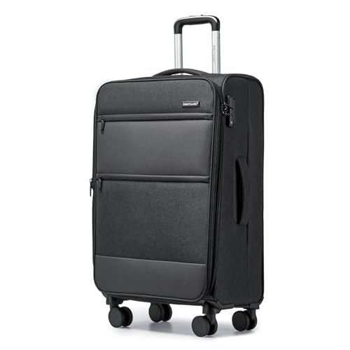 British Traveller Koffer Trolley Groß Reisekoffer 4 Rollen Leicht Weichgepäck Handgepäck Koffer Stoff mit TSA Schloss,Rollkoffer Schwarz Gepäck L British Traveller Koffer Trolley Groß Reisekoffer 4 Rollen Leicht Weichgepäck Handgepäck Koffer Stoff mit TSA Schloss,Rollkoffer Schwarz Gepäck L von British Traveller
