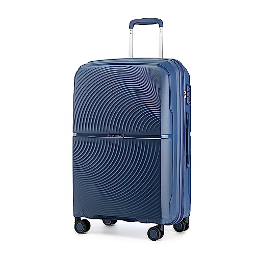 British Traveller Koffer Trolleys Hartschalenkoffer 100% PP Handgepäck Koffer Reisekoffer mit 8 Spinnerräder Rollkoffer 76 * 51 * 30cm TSA-Schloss Suitcase Blau Neu von British Traveller