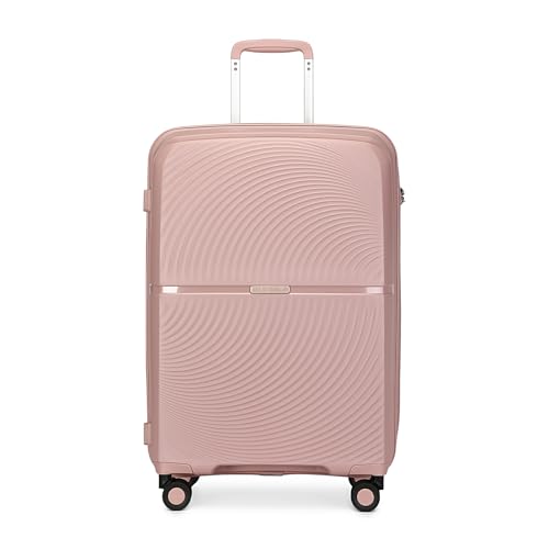 British Traveller Koffer Trolleys Hartschalenkoffer 67 * 46 * 27cm Handgepäck Koffer 100% PP Reisekoffer mit 8 Spinnerräder Rollkoffer TSA-Schloss Suitcase Pink von British Traveller