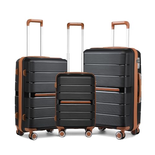British Traveller Koffer Trolleys Set Hartschalenkoffer Reisekofferset 100% PP Handgepäck Rollkoffer mit 8 Spinnerräder Rollkoffer Reisekoffer TSA-Schloss Schwarz British Traveller Koffer Trolleys Set Hartschalenkoffer Reisekofferset 100% PP Handgepäck Rollkoffer mit 8 Spinnerräder Rollkoffer Reisekoffer TSA-Schloss Schwarz von British Traveller