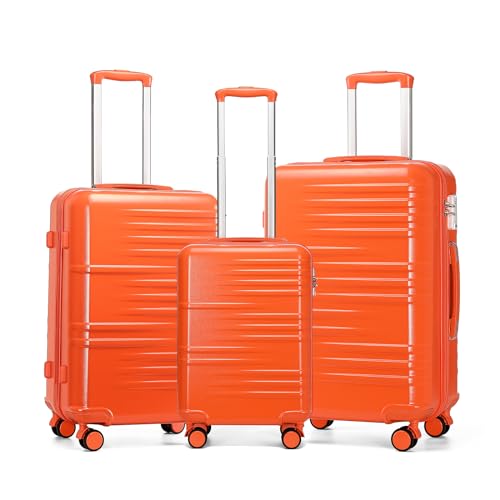 British Traveller Reisekofferset Hartschalenkoffer Set ABS+PC Koffer Trolleys Neu Orange von British Traveller