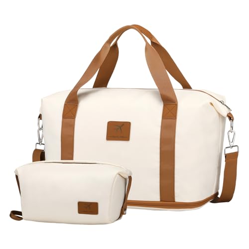 British Traveller Reisetasche Damen 40x30x22CM Sporttasche Damen Wasserdicht Öffnungsdesign 1 Großer Kapazität Reisetaschen und 1 Kulturtasche für Reisen Gym Yoga Krankenhaus Strand Beige British Traveller Reisetasche Damen 40x30x22CM Sporttasche Damen Wasserdicht Öffnungsdesign 1 Großer Kapazität Reisetaschen und 1 Kulturtasche für Reisen Gym Yoga Krankenhaus Strand Beige von British Traveller