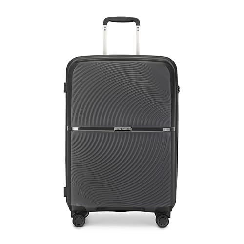 British Traveller Hartschale Koffer Trolley PP Handgepäck Reisekoffer Mittelgroß 72 Liter mit 4 Spinnerräder Rollkoffer TSA-Schloß Teleskopgriff Suitcase(Schwarz) von British Traveller