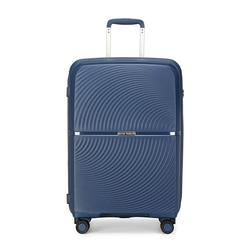 British Traveller Hartschale Koffer Trolley PP Handgepäck Reisekoffer Mittelgroß 72 Liter mit 4 Spinnerräder Rollkoffer TSA-Schloß Teleskopgriff Suitcase(Marineblau) von British Traveller