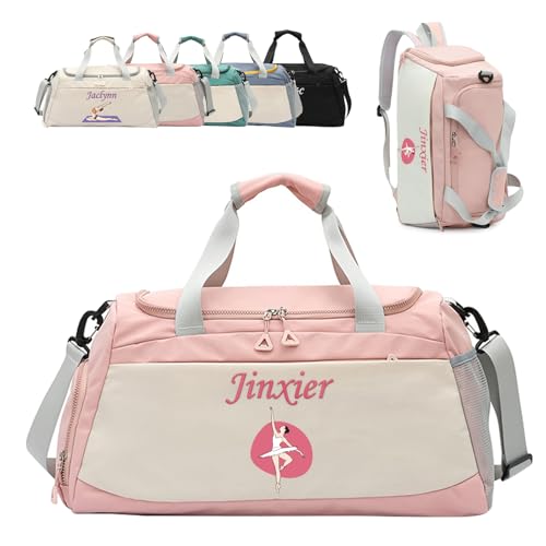 Personalisierte Reisetasche mit gesticktem Namen und farbigem Logo, Sporttasche für Yoga und Tanz, 3-in-1-Sporttasche, Wochenendtasche für Damen und Herren, mit Schuh- und Nasswäschefach Personalisierte Reisetasche mit gesticktem Namen und farbigem Logo, Sporttasche für Yoga und Tanz, 3-in-1-Sporttasche, Wochenendtasche für Damen und Herren, mit Schuh- und Nasswäschefach von Brocade Creek