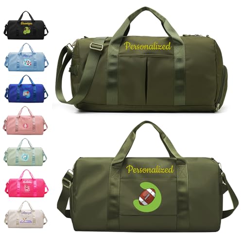 Personalisierte Reisetasche mit gesticktem Namen und farbigem Logo, Sporttasche für Yoga und Tanz, wasserdichte Wochenendtasche für Damen und Herren, mit Schuh- und Nasswäschefach Personalisierte Reisetasche mit gesticktem Namen und farbigem Logo, Sporttasche für Yoga und Tanz, wasserdichte Wochenendtasche für Damen und Herren, mit Schuh- und Nasswäschefach von Brocade Creek