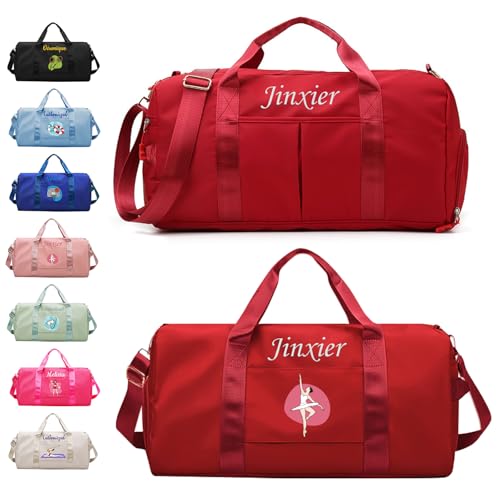 Personalisierte Reisetasche mit gesticktem Namen und farbigem Logo, Sporttasche für Yoga und Tanz, wasserdichte Wochenendtasche für Damen und Herren, mit Schuh- und Nasswäschefach Personalisierte Reisetasche mit gesticktem Namen und farbigem Logo, Sporttasche für Yoga und Tanz, wasserdichte Wochenendtasche für Damen und Herren, mit Schuh- und Nasswäschefach von Brocade Creek
