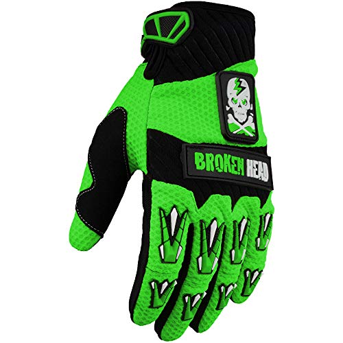 Broken Head MX-Handschuhe Faustschlag - Motorrad-Handschuhe Für Motocross, Enduro, Mountainbike - Grün - Größe M von Broken Head