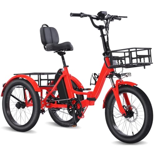 Broobey Erwachsenes Dreirad elektrisches 3-Rad-Fahrrad für Eltern Lastenfahrrad 20 * 3.5", Dreirad für senioren 70km Lange Reichweite, Unterstützung 150Kg, 48V*13Ah Batterien von Broobey