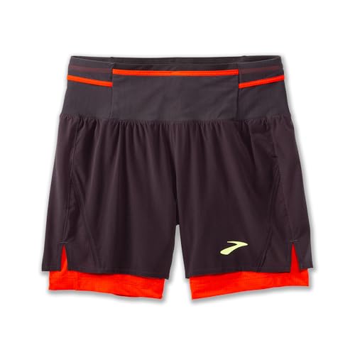 BROOKS 211495045 High Point 5" 2-in-1 Short 2.0 Shorts Herren Phantom Grey/Cherry Tomato Größe 30 von Brooks