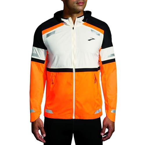 BROOKS 211519167 Run Visible Jacket 2.0 Jacket Herren Ecru/Fluoro Flash/Black Größe 35 von Brooks