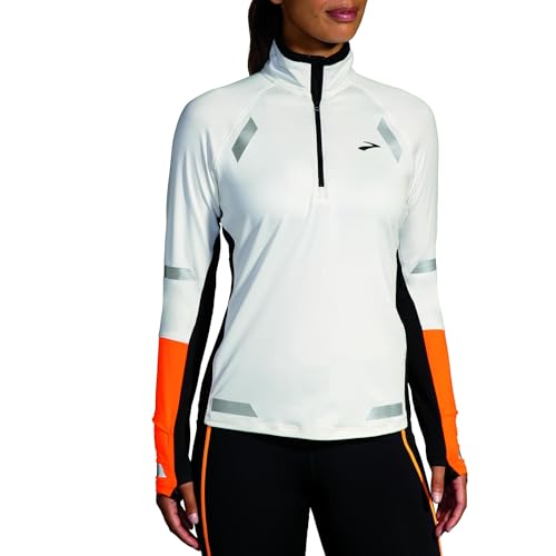 BROOKS 221686167 Run Visible 1/2 Zip 2.0 Sweatshirt Damen Ecru/Fluoro Flash/Black Größe 20 von Brooks