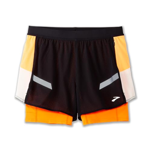 BROOKS 221687080 Run Visible 4" 2in1 Short 2.0 Shorts Damen Black/Ecru/Fluoro Flash Größe 30 von Brooks