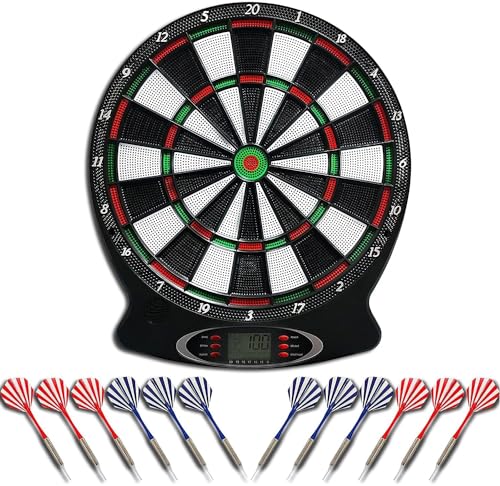 Brovamo Dartscheibe Elektronisch, Elektronische Dartscheibe mit 12 Dartpfeile & 30 Ersatzspitzen, E Dartscheibe mit Stimme & LCD-Display, Dart Scheibe Batteriebetrieb, Elektrische Dartscheibe Brovamo Dartscheibe Elektronisch, Elektronische Dartscheibe mit 12 Dartpfeile & 30 Ersatzspitzen, E Dartscheibe mit Stimme & LCD-Display, Dart Scheibe Batteriebetrieb, Elektrische Dartscheibe von Brovamo