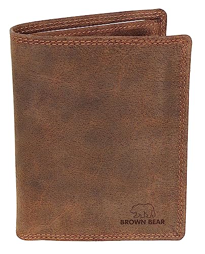 BROWN BEAR Ledergeldbörse Hochformat Braun Vintage - RFID-Schutz - Echtleder Geldbörse kompakt mit Münzfach - Geldbeutel Leder für Karten Scheine Fahrzeugschein - Business Portemonnaie BB 8005 Dlf Hbr BROWN BEAR Ledergeldbörse Hochformat Braun Vintage - RFID-Schutz - Echtleder Geldbörse kompakt mit Münzfach - Geldbeutel Leder für Karten Scheine Fahrzeugschein - Business Portemonnaie BB 8005 Dlf Hbr von BROWN BEAR