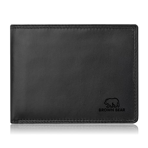 Brown Bear Business Geldbörse Herren Leder Schwarz RFID-Schutz mit Münzfach - Echtleder Portemonnaie Querformat mit Doppelnaht für Kreditkarten, Geldscheine & Fahrzeugschein - BB CL 8005-D HBK Brown Bear Business Geldbörse Herren Leder Schwarz RFID-Schutz mit Münzfach - Echtleder Portemonnaie Querformat mit Doppelnaht für Kreditkarten, Geldscheine & Fahrzeugschein - BB CL 8005-D HBK von Brown Bear