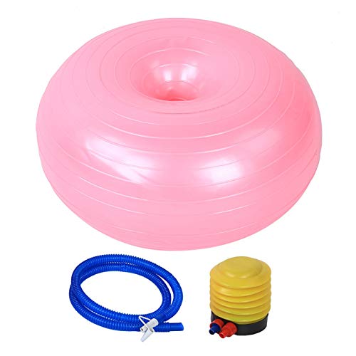 50 CM,Sitzübung Yoga Ball,PVC AufblasbarerYoga Balance Übungsball,Verdicken Anti-Explosion Aufblasbare Sitzübung Yoga Ball mit Pink Donut Shape,Yoga Klasse Gymnastik ball für Büro Haushalt und Fitness von Brrnoo