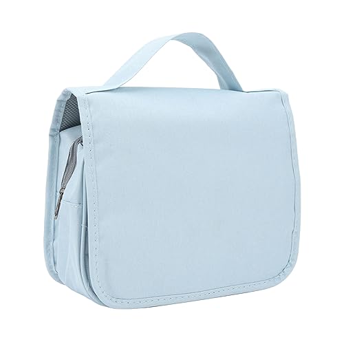 Faltbare Reise-Kulturtasche, Rasiertasche, Hängende Kulturtasche mit Großem Fassungsvermögen und Sichtbarem TPU-Fach für Zahnpasta und Zahnbürsten, Multifunktionale (Blue) von Brrnoo